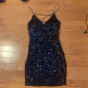 Strappy open back hoco dress